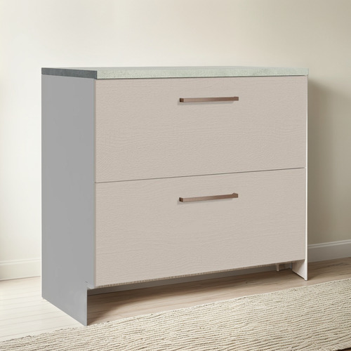 Gabinete Bajo Bufetera Madesa Agata 80cm Con Encimera Bc 06 Color Blanco/Crema