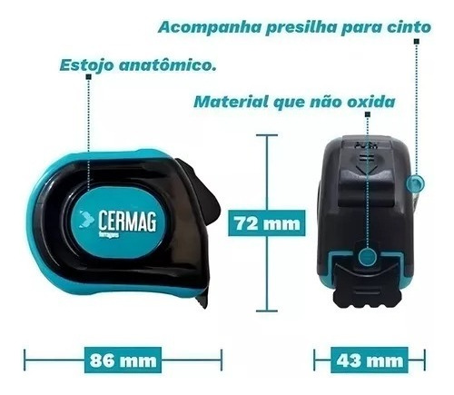 Trena Profissional 5 Metros C/milímetro (dois Lados) Cermag