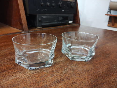 Antiguo Par De Vasos De Whisky De Cristal 