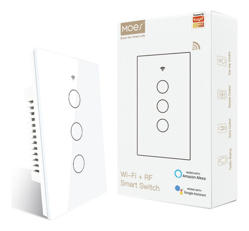 Interruptor Táctil Inteligente Wifi Rf433  Moes, 3 Vías