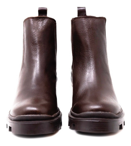 Imagen 5 de 10 de Botín Chelsea Combat Boot Chocolate En Piel Vacuno Para Dama