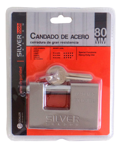 Candado Alta Seguridad Acero 80mm Silver Shadow Rex Color Gris