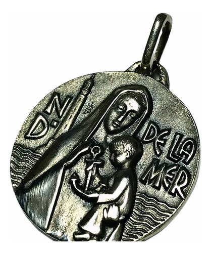 Medalla De Plata 925 De Señora Del Mar Diam 26 Mm. Grande