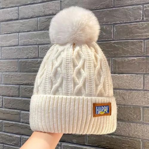 Gorro Para Invierno Otoño Pompón Standar Happy De Mujer/niña