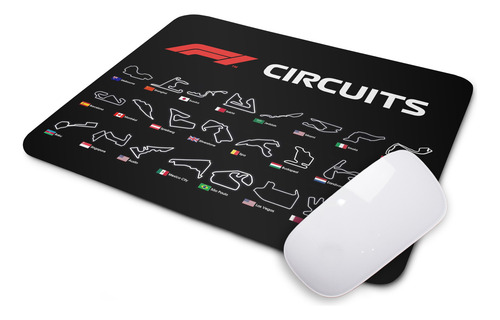 Mouse Pad Formula Uno Circuitos Racing F1 Negro Tc