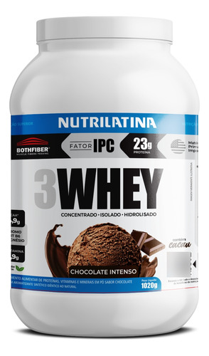Whey Protein 3w Nutrilatina Sabor Chocolate Intenso 1020g