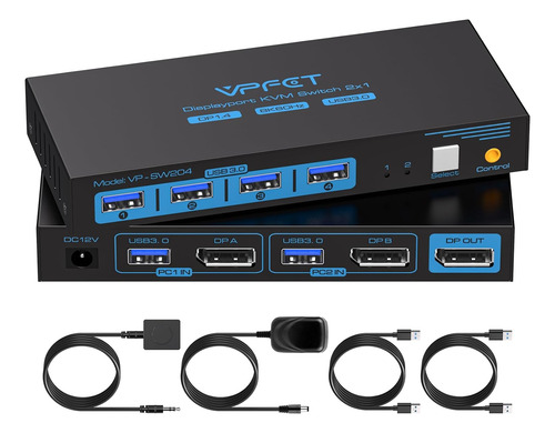 Switch Kvm Displayport 8k Dp 2 Ordenadores Compartir 1 ...