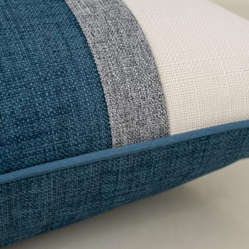 Funda De Almohada Cuadrada De Algodón Y Lino Azul