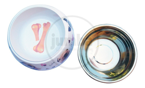 Imagen 5 de 9 de Comedero Perro Gato Glam Melamina Antideslizante Acero Inox