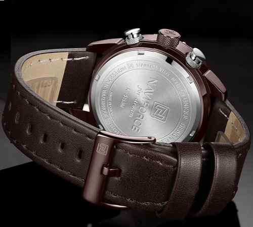 Relógio Naviforce Dual Time Pulseira Em Couro