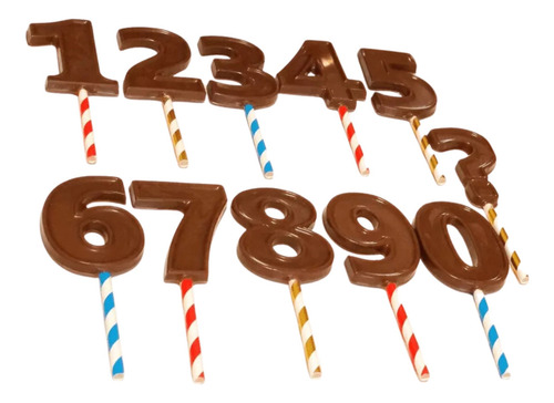 Kit 5 Formas Acetato Confeitaria Velas Numeros Chocolate Bwb Cor Prateado