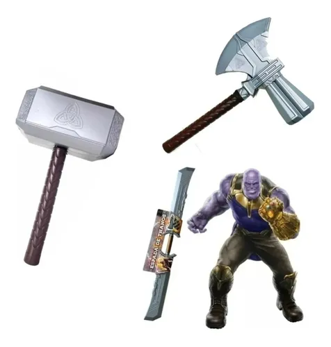 Kit Martillo Thor + Hacha + Espada Thanos Avengers Juguete