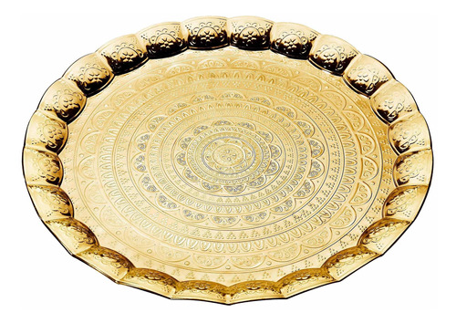 Luxury Ottoman Tray Round Gold Serving Tray Decorative Vanit