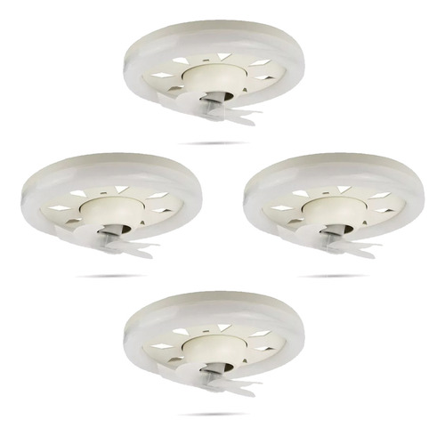 Pack De 4 Ventiladores De Techo 12 Pulgadas Iluminación Led Luz Ajustable Fría Y Cálida Base E27 3 Velocidades Control Remoto