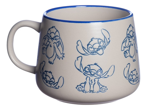 Caneca Stitch Estampa Baixo Relevo 500ml Oficial Disney