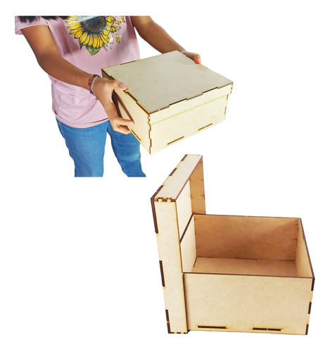 Cajas Por Docena  Madera Mdf 3 Mm Regalo Fiesta 21x21x10.5cm