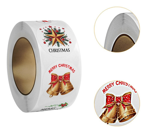 3 Rollo De 500 Pegatinas Navideñas Para Hacer Estilo B