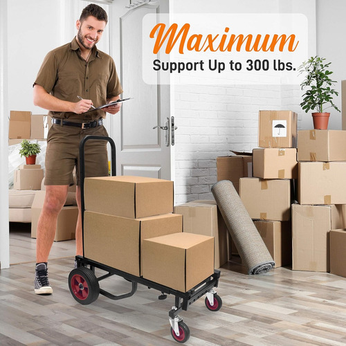 Carrito De Mano 8 En 1 Ajustable Y Plegable - Alta Capacidad Negro