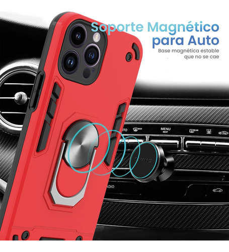 Funda Para Redmi Note Xiaomi Antigolpes Con Anillo Magnético Rojo Redmi 9c