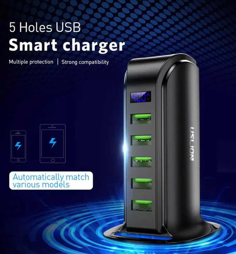 Imagen 5 de 6 de Enchufe Cargador Múltiple Estación 5 Usb Uslion