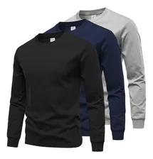 Pack 3 Pzs Playera Caballero Hombre Manga Larga Algodon