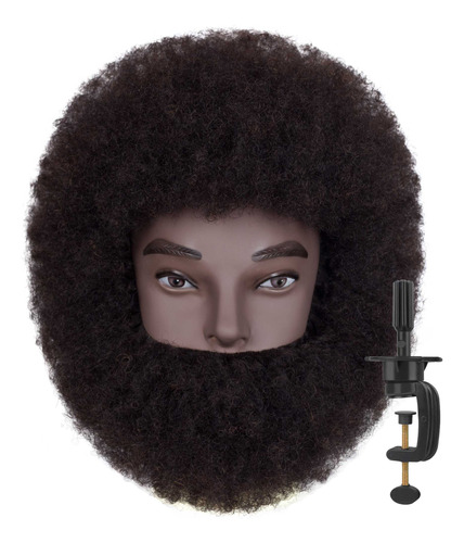 Diruisi 8afro Male Mannequin Head With Beard 100% Human Hai.