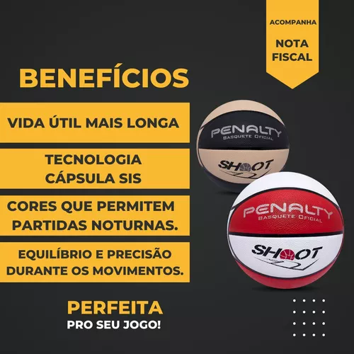 Bola de Basquete Oficial Penalty Shoot - LOJA DE ESPORTE ESPECIALIZADA EM  RAQUETES PARA TÊNIS DE QUADRA, BEACH TENNIS, SQUASH, BADMINTON,  ENCORDOAMENTOS, CORDAS, OVERGRIP, CUSHION, MUNHEQUEIRA, CALÇADOS ASICS,  WILSON, BICICLETAS, SKATES, ACADEMIA