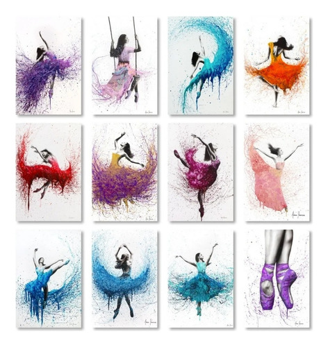 Cuadros Bailarinas Ballet Moderno Abstracto En Canvas Color Armazón Bastidor