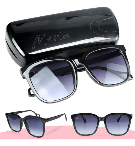 Óculos Sol Feminino Maria Quadrado Premium + Case G3