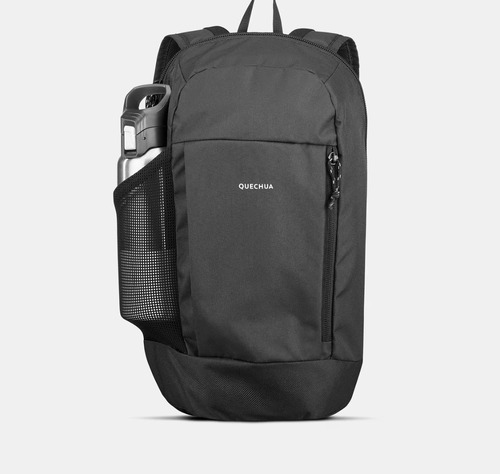Mochila Quechua Nh100 10l. Con Bolsillo Negro Liso