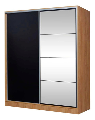 Placard Corredizo Murano 178x59x205cm Hickory Negro Espejo