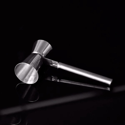 Dosador Duplo Inox Com Cabo 25ml / 50ml Bebida Drink Ck Cor Prateado