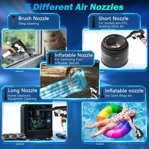 Kit Limpieza Pc Inalámbrico Plumero Aire Soplador Com Lcd