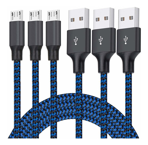 Cable Micro Usb, Cable De Cargador De Android De 3 Pies Y 6 