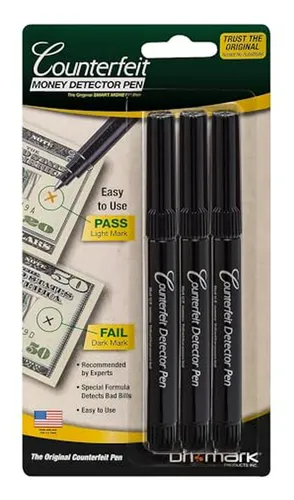 Pluma Detectora De Billetes Falsos Dri-mark Smart Money, 3 U