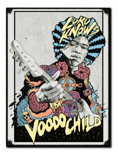 #172 - Cuadro Vintage 30 X 40 - Jimi Hendrix Guitarra Blues 