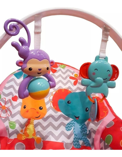 Cadeirinha de descanso para bebê musical Safari vermelha vibra e toca melodias acompanha acessórios e brinquedos colorbaby