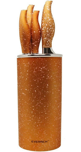 Imagen 1 de 4 de Cuchillos De Cocina Set De 5 Cuchillos + Base Everrich