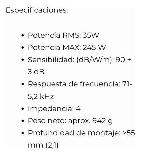 Componente De 2 Vías Nakamichi Nsf-cs623 35w Rms.