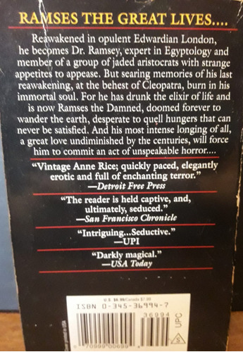 Imagem 3 de 5 de Anne Rice - The Mummy Or Ramses The Damned