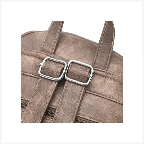Mochila Dama Bolso Cartera Para Mujer Classic Skora Color Marrón Claro Diseño De La Tela Liso