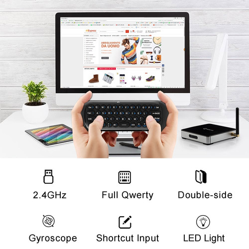 Vontar Mini Mouse Ar Recarregável Inglês Russo Teclado Sem F