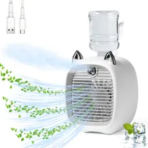 Comprar Mini Enfriador De Aire Portátil, Aire Acondicionado Evaporativo, Ventilador De Escritorio Recargable Portatil, Humidificador De Aire Y Enfriador De Aire Personal, Para Viaje Familia Y Oficina (gris)