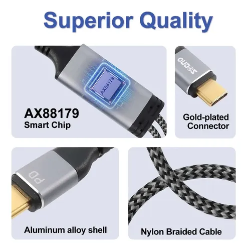 Cable Tipo C A Rj45 1000 Mbps Conexion Directa 1.8 Metros