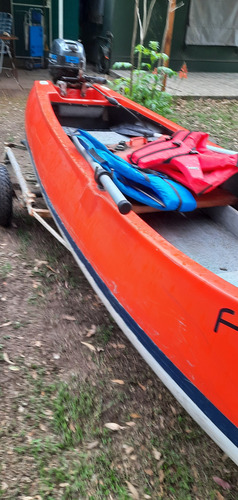 Canobote Largo 3.85mt 2 Tambuchos Motor 15hp Chalecos Remos