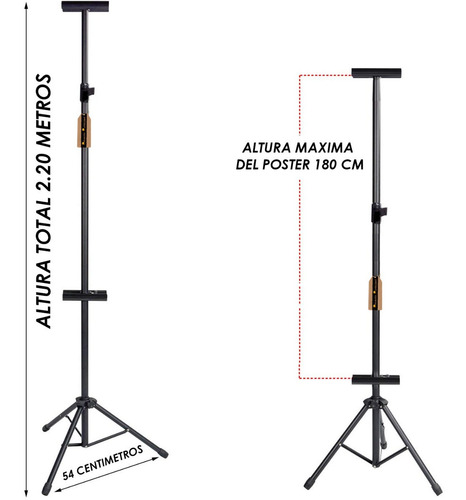 Imagen 2 de 8 de Tripie Banner Doble Vista Ajustable Para Carteles Rígidos