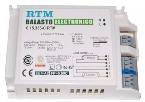 Balasto Corto 2x36w Electronico 6.15.335-c Rtm - Stg
