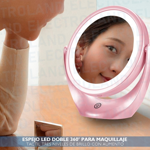 Espejo Doble X5 Luz Led Tactil Maquillaje Carga Usb Touch