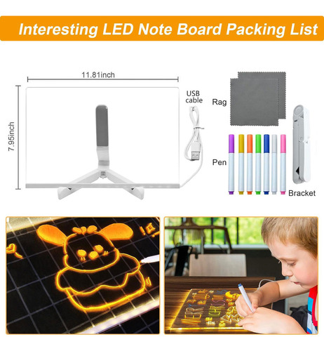 Tablero Dibujo Para Niños Tableros Mágicos Emisores Luz Led