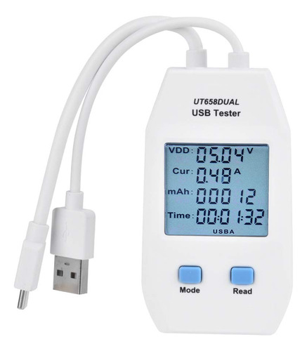 Medidor Usb, Blanco Abs Lcd Usb Probador Detector Voltimetro